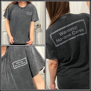 WARNING NO ONE CARES Shirt Mens Size Large
